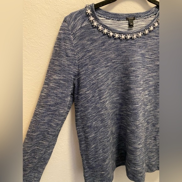 J. Crew Jewel Neck Navy Sweater - Picture 8 of 10